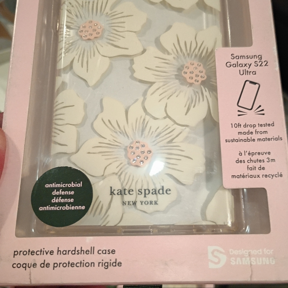 kate spade White and Pink Floral Case for Samsung Galaxy S22 Ultra And Plus